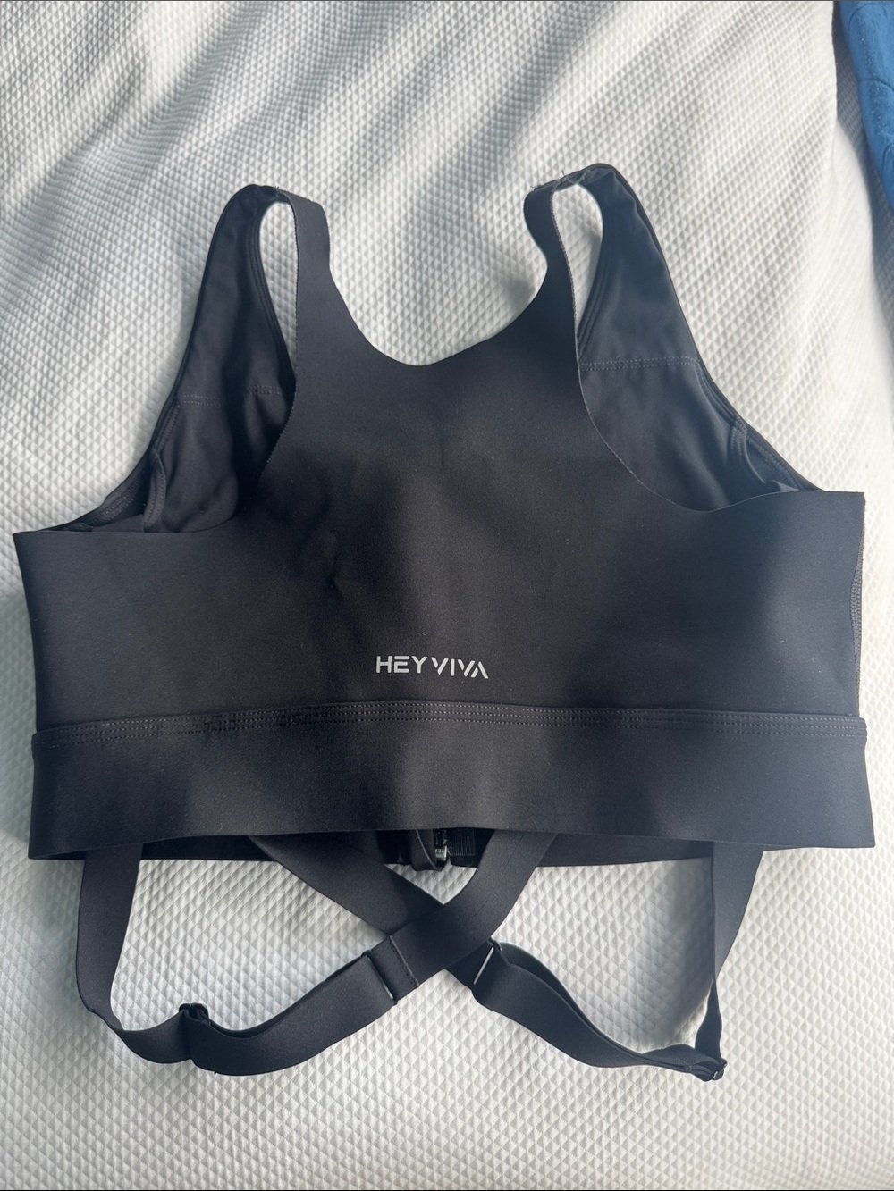 HEY VIVA Solid Black  Posture Corrector Front-Zip Sports Bra - Size Large